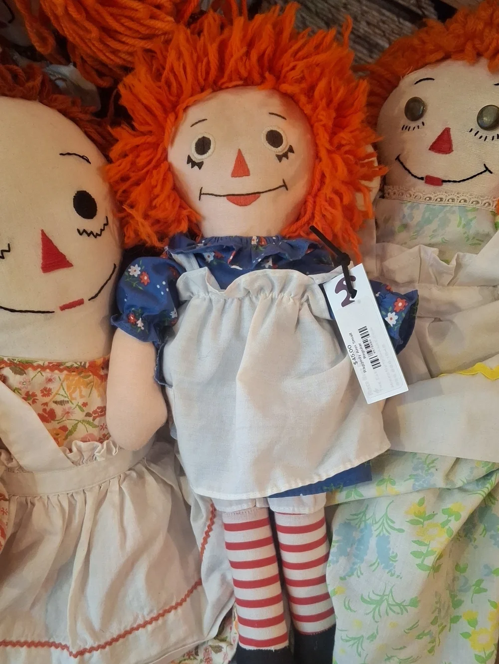 Orange-Haired Rag Doll with Blue Dress and White Apron - Kids Toy